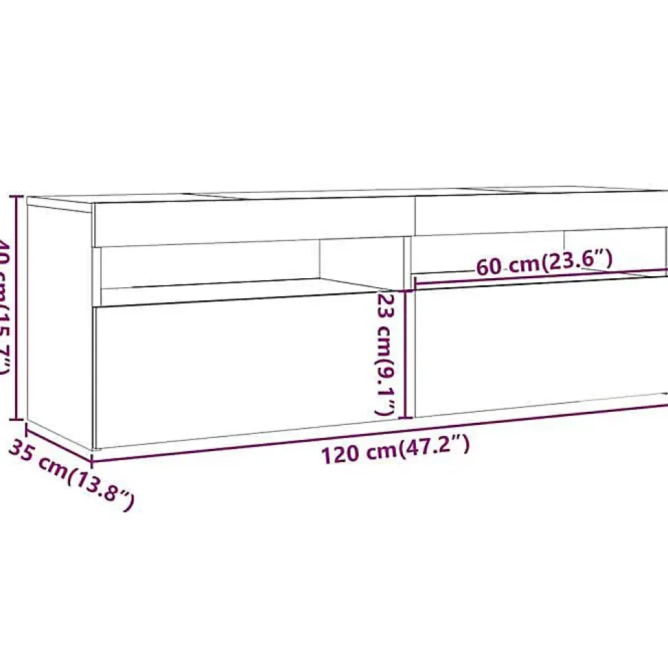 vidaXL Meuble TV avec Lumières LED, Armoire de Télévision, Meuble Télé de Salon, Armoire Basse Salle de Séjour Intérieur, 804376