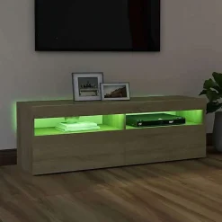 vidaXL Meuble TV avec Lumières LED, Armoire de Télévision, Meuble Télé de Salon, Armoire Basse Salle de Séjour Intérieur, 804376