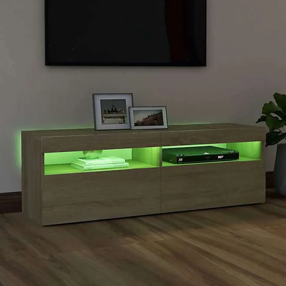 vidaXL Meuble TV avec Lumières LED, Armoire de Télévision, Meuble Télé de Salon, Armoire Basse Salle de Séjour Intérieur, 804376