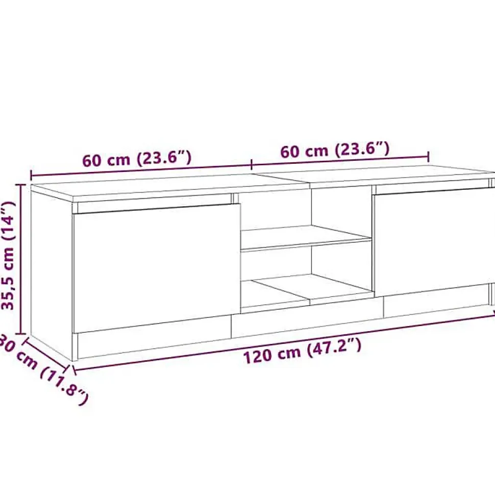 vidaXL Meuble TV avec Lumières LED, Armoire de Télévision, Meuble Télé de Salon, Armoire Basse Salle de Séjour Intérieur, 804287