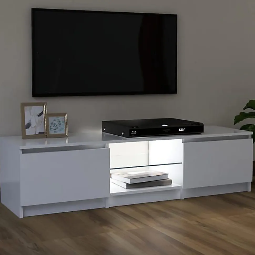 vidaXL Meuble TV avec Lumières LED, Armoire de Télévision, Meuble Télé de Salon, Armoire Basse Salle de Séjour Intérieur, 804283