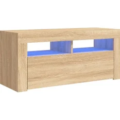 vidaXL Meuble TV avec Lumières LED, Armoire de Télévision, Meuble Télé de Salon, Armoire Basse Salle de Séjour Intérieur, 804322