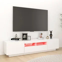 vidaXL Meuble TV avec Lumières LED, Armoire de Télévision avec Rangement, Meuble Télé de Salon Salle de Séjour Intérieur, 3081897