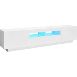 vidaXL Meuble TV avec Lumières LED, Armoire de Télévision avec Rangement, Meuble Télé de Salon Salle de Séjour Intérieur, 3081897