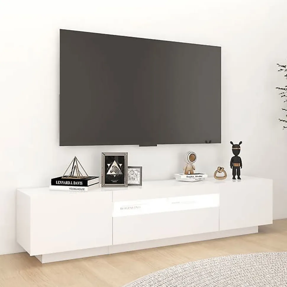 vidaXL Meuble TV avec Lumières LED, Armoire de Télévision avec Rangement, Meuble Télé de Salon Salle de Séjour Intérieur, 3081897