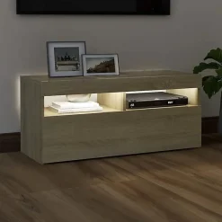 vidaXL Meuble TV avec Lumières LED, Armoire de Télévision, Meuble Télé de Salon, Armoire Basse Salle de Séjour Intérieur, 804385