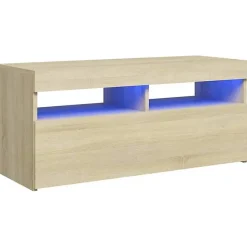 vidaXL Meuble TV avec Lumières LED, Armoire de Télévision, Meuble Télé de Salon, Armoire Basse Salle de Séjour Intérieur, 804385