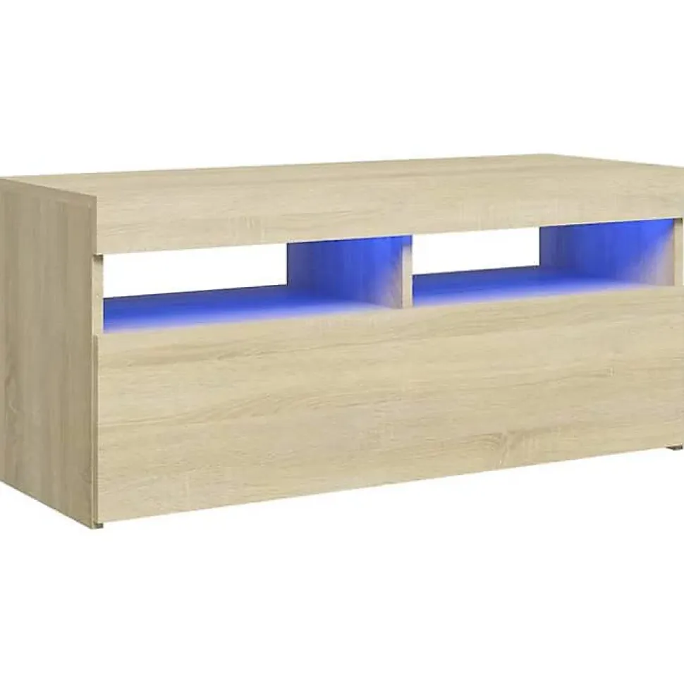 vidaXL Meuble TV avec Lumières LED, Armoire de Télévision, Meuble Télé de Salon, Armoire Basse Salle de Séjour Intérieur, 804385