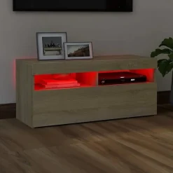 vidaXL Meuble TV avec Lumières LED, Armoire de Télévision, Meuble Télé de Salon, Armoire Basse Salle de Séjour Intérieur, 804385