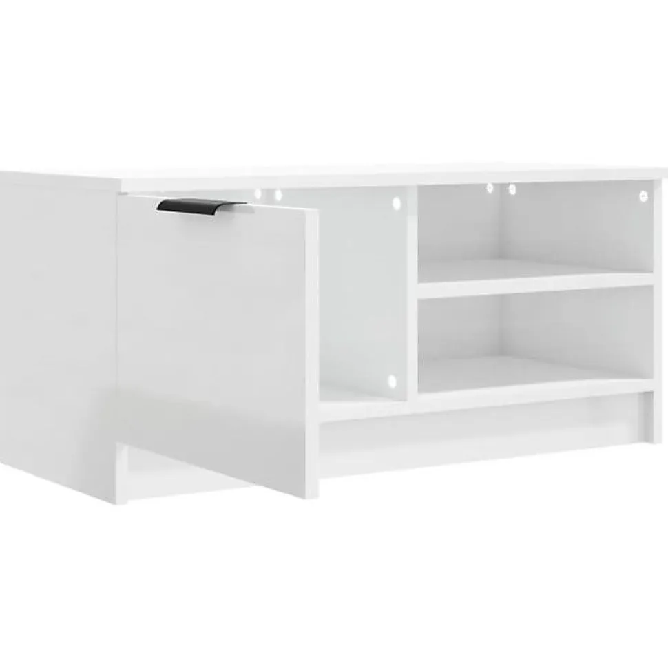 vidaXL Meuble TV Blanc brillant 80x35x36,5 cm Bois d'ingénierie 811478