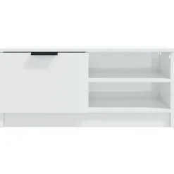 vidaXL Meuble TV Blanc brillant 80x35x36,5 cm Bois d'ingénierie 811478