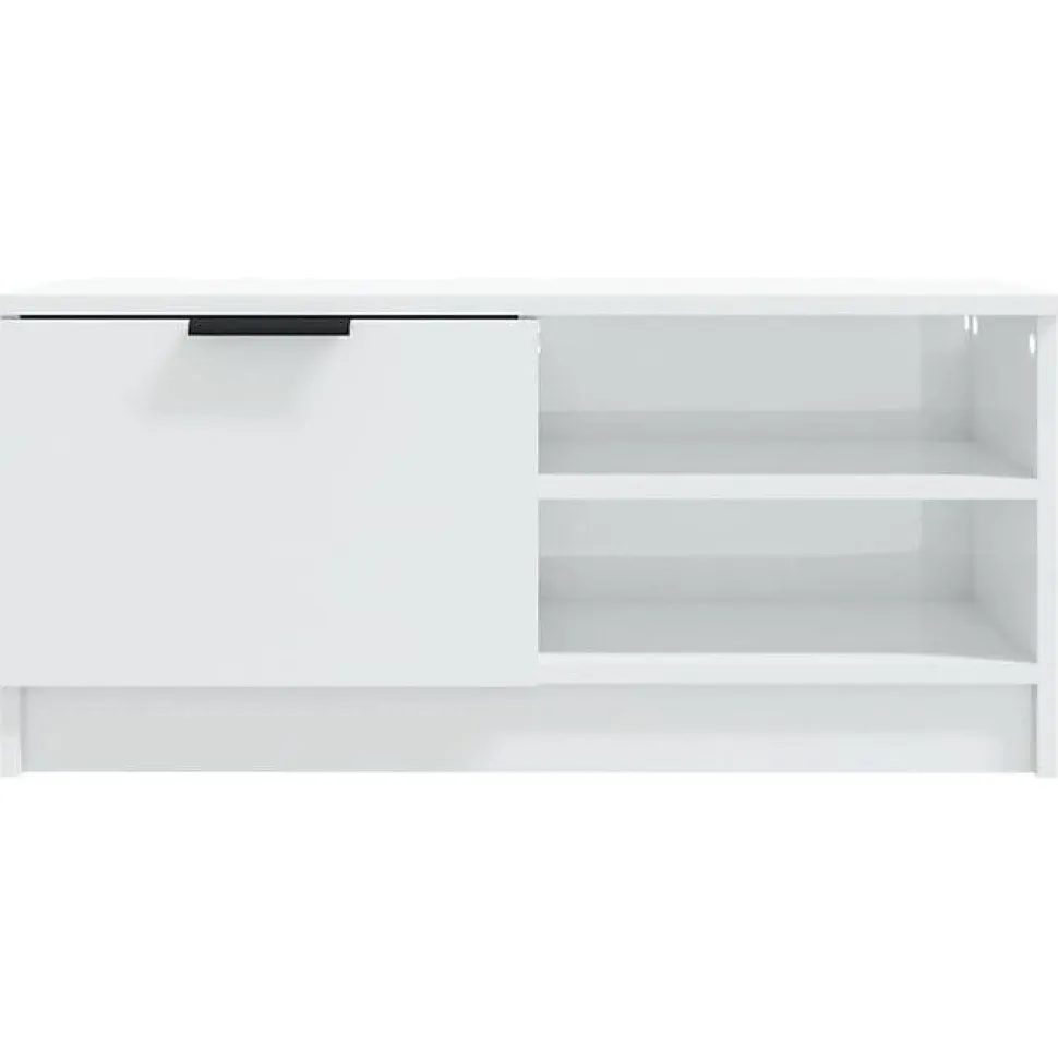 vidaXL Meuble TV Blanc brillant 80x35x36,5 cm Bois d'ingénierie 811478