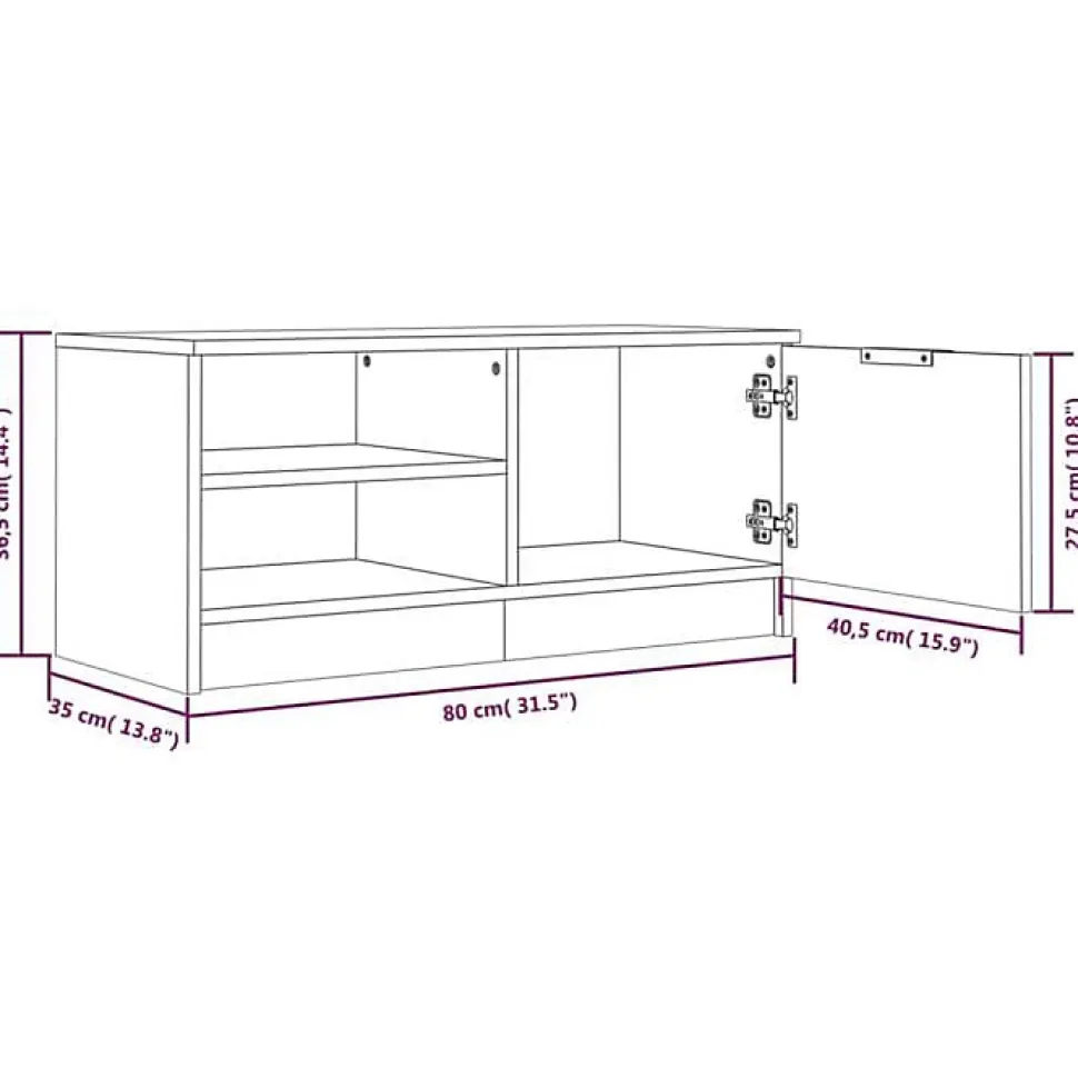 vidaXL Meuble TV Blanc brillant 80x35x36,5 cm Bois d'ingénierie 811478