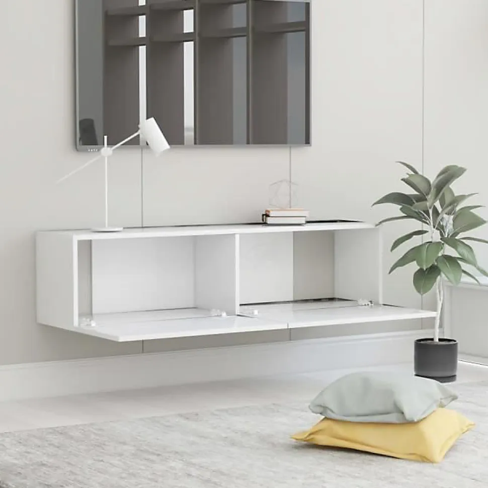 vidaXL Meuble TV Blanc 120x30x30 cm Aggloméré