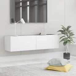 vidaXL Meuble TV Blanc 120x30x30 cm Aggloméré