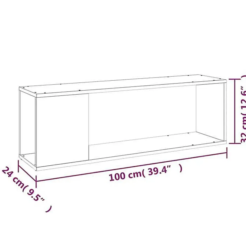 vidaXL Meuble TV Blanc 100x24x32 cm Aggloméré