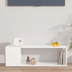 vidaXL Meuble TV Blanc 100x24x32 cm Aggloméré