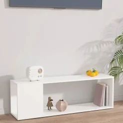 vidaXL Meuble TV Blanc 100x24x32 cm Aggloméré