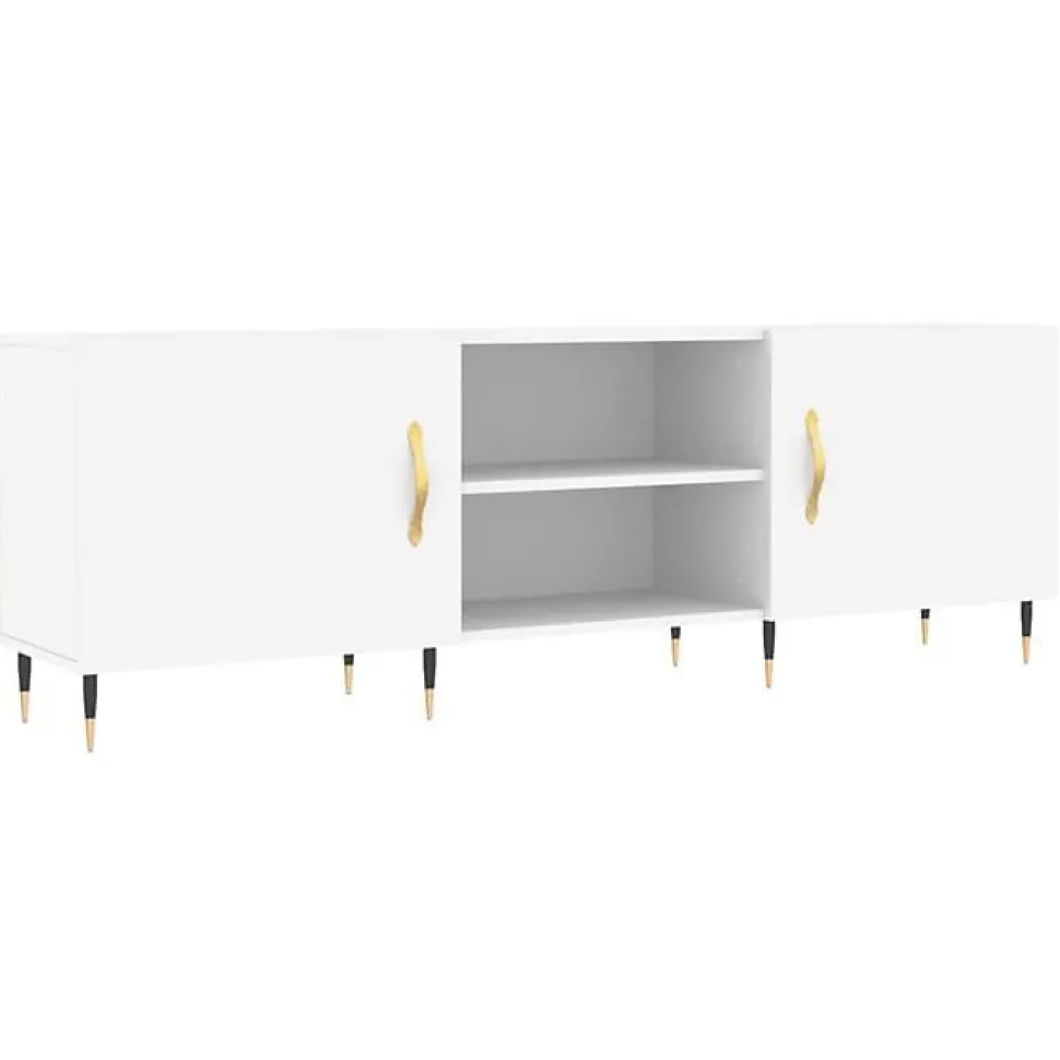 vidaXL Meuble TV blanc 150x30x50 cm bois d'ingénierie 829076