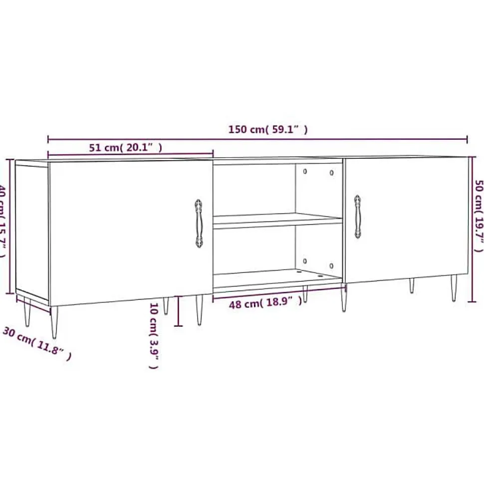 vidaXL Meuble TV blanc 150x30x50 cm bois d'ingénierie 829076