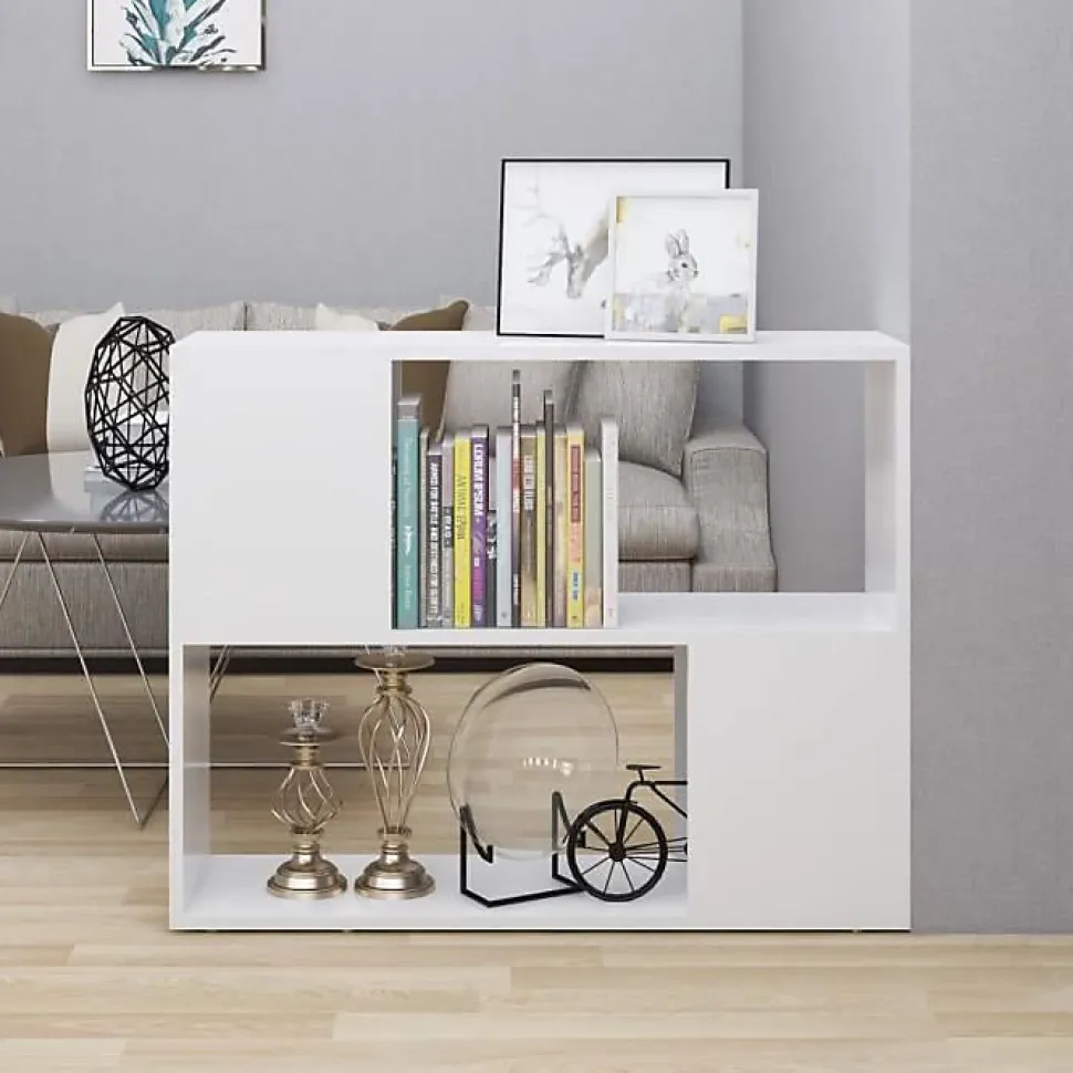 vidaXL Meuble TV Blanc 80x24x63 cm Aggloméré