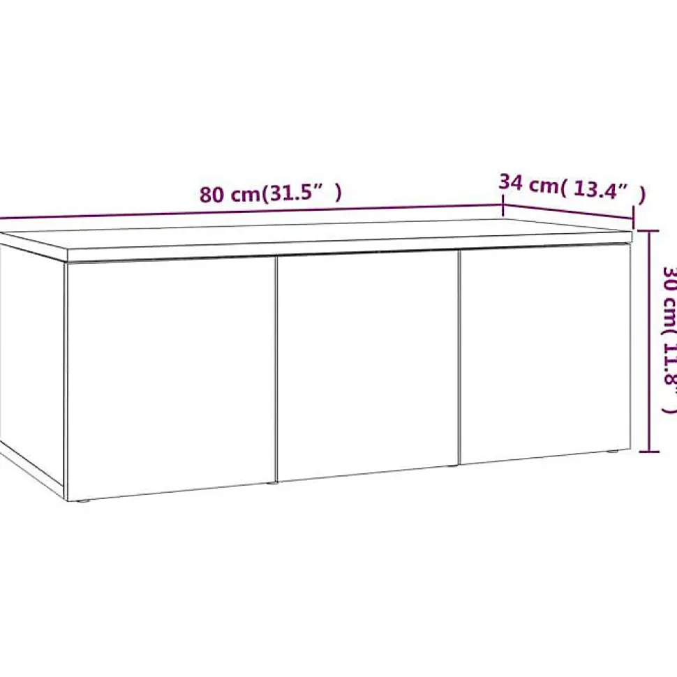 vidaXL Meuble TV Chêne sonoma 80x34x30 cm Aggloméré