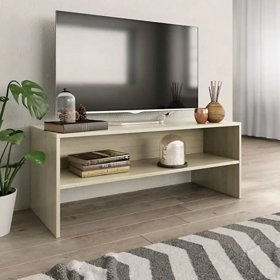 vidaXL Meuble TV Chêne sonoma 100 x 40 x 40 cm Aggloméré