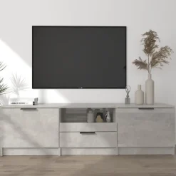 vidaXL Meuble TV Gris béton 140x35x40 cm Bois d'ingénierie 811452