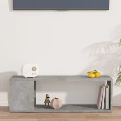 vidaXL Meuble TV Gris béton 100x24x32 cm Aggloméré
