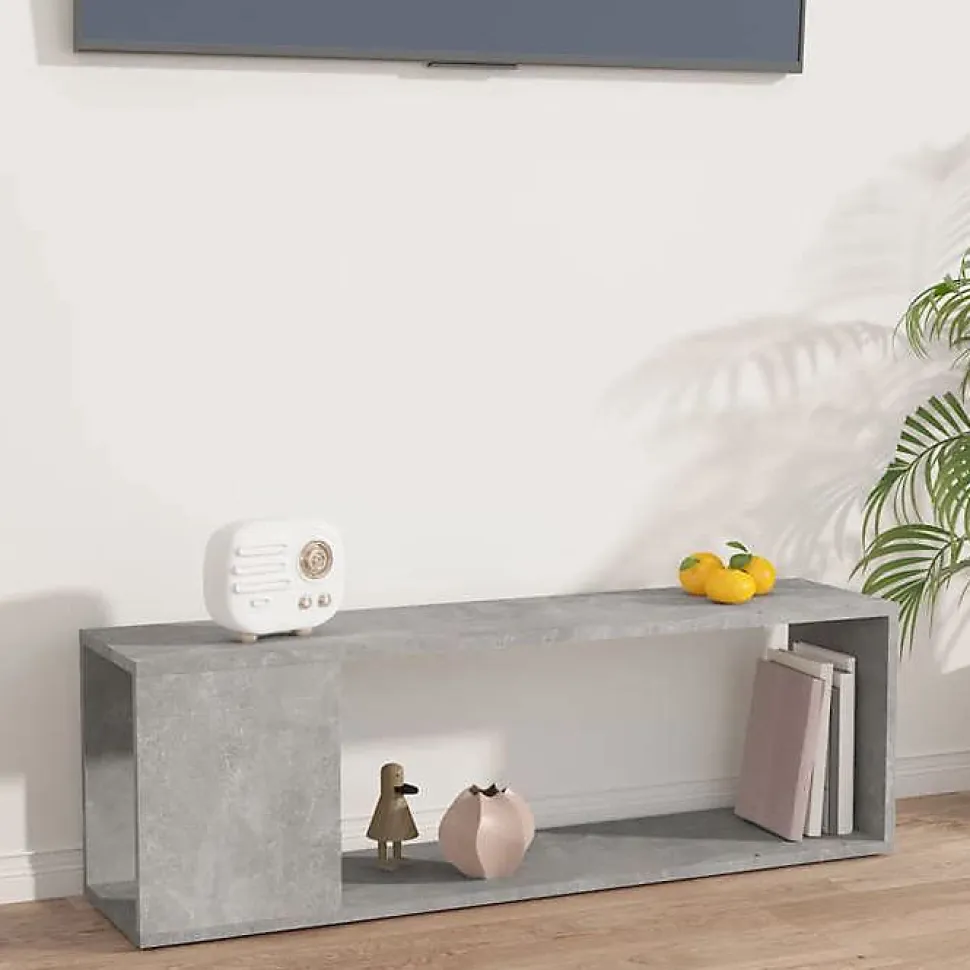 vidaXL Meuble TV Gris béton 100x24x32 cm Aggloméré