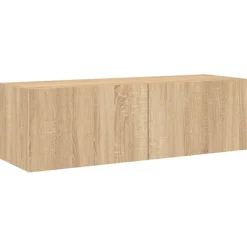 vidaXL Meuble TV Mural avec Lumières LED, Armoire de Télévision Suspendue, Meuble Télé Flottant, Moderne, Chêne Sonoma Bois 837297