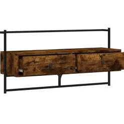 vidaXL Meuble TV mural chêne fumé 100,5x30x51 cm bois d'ingénierie 833460