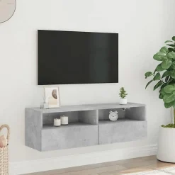 vidaXL Meuble TV mural gris béton 100x30x30 cm bois d'ingénierie 836888