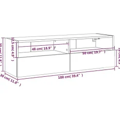 vidaXL Meuble TV mural gris béton 100x30x30 cm bois d'ingénierie 836888