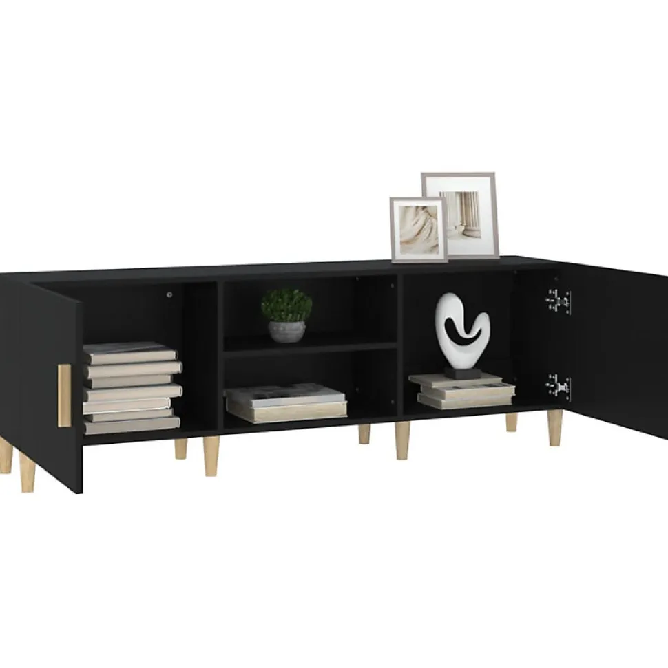 vidaXL Meuble TV Noir 150x30x50 cm Bois d'ingénierie 812619