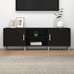 vidaXL Meuble TV Noir 150x30x50 cm Bois d'ingénierie 812619