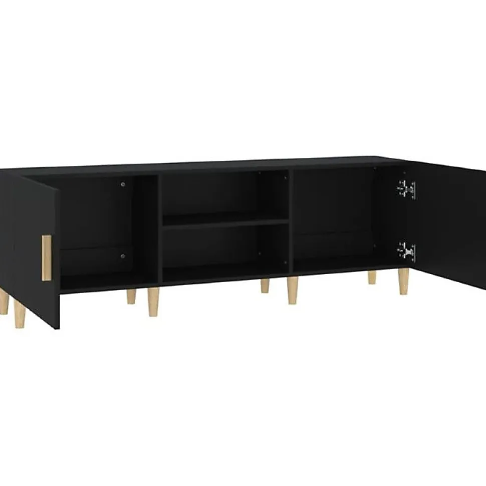 vidaXL Meuble TV Noir 150x30x50 cm Bois d'ingénierie 812619