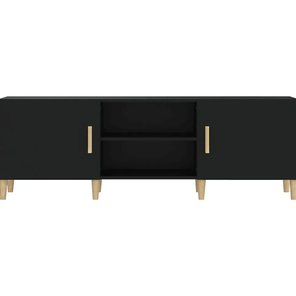 vidaXL Meuble TV Noir 150x30x50 cm Bois d'ingénierie 812619