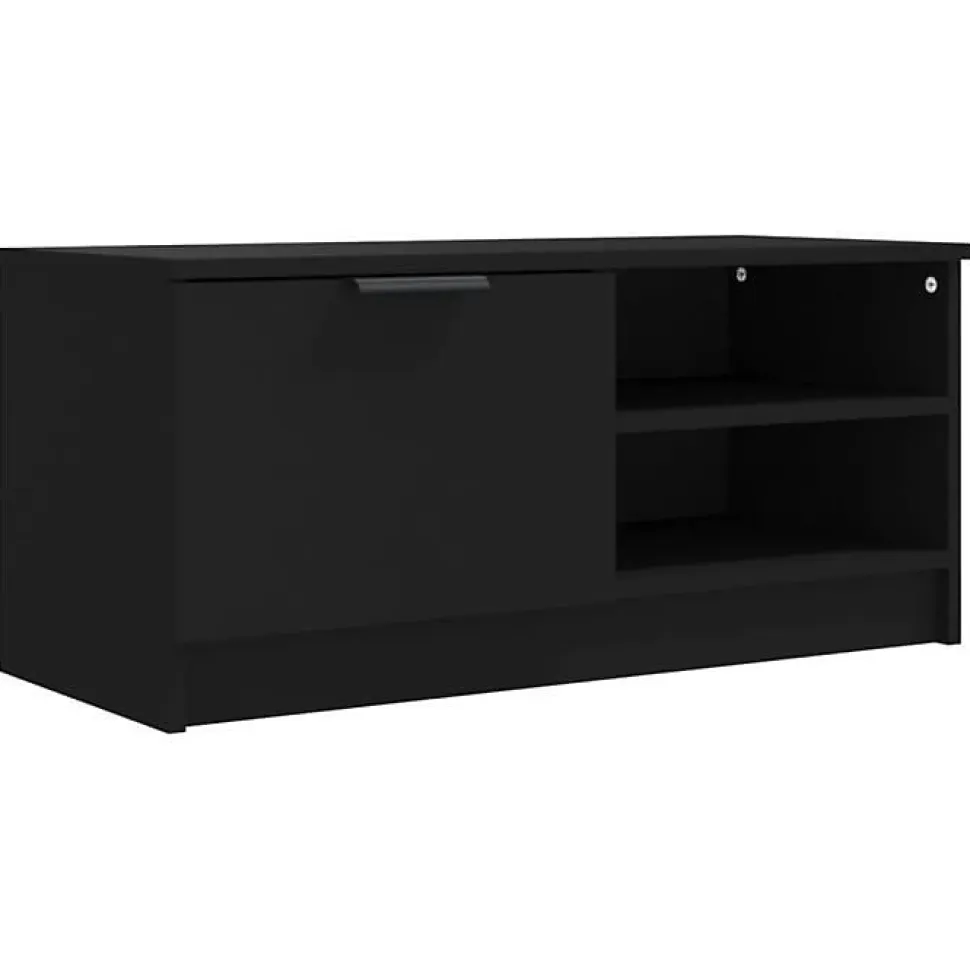 vidaXL Meuble TV Noir 80x35x36,5 cm Bois d'ingénierie 811468