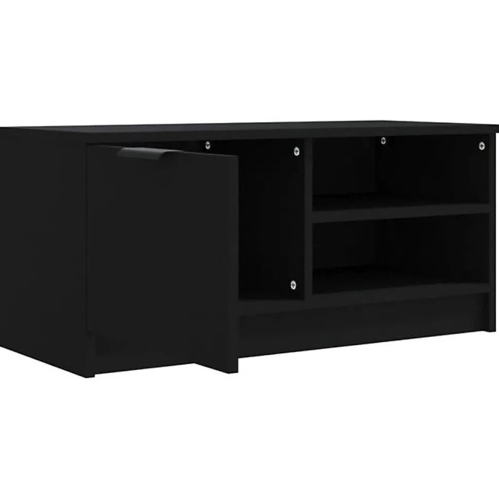 vidaXL Meuble TV Noir 80x35x36,5 cm Bois d'ingénierie 811468
