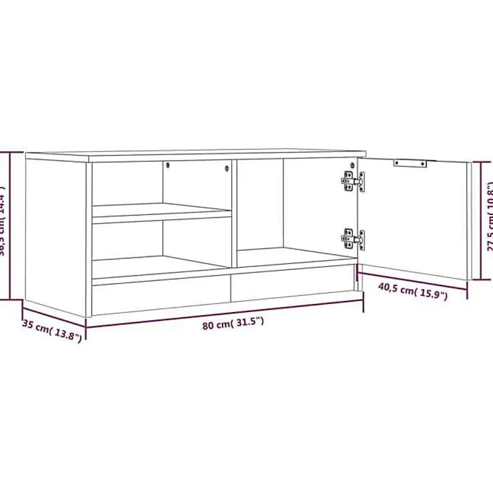 vidaXL Meuble TV Sonoma gris 80x35x36,5 cm Bois d'ingénierie 817119