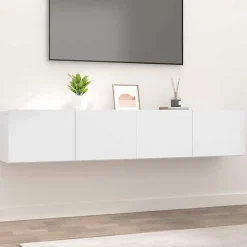 vidaXL Meubles TV 2 pcs Blanc 80x30x30 cm Bois d'ingénierie 804535