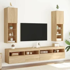 vidaXL Meubles TV avec Lumières LED 2 pcs, Armoires de Télévision Murales, Meubles Télé avec Rangement Salon Salle de 837020