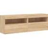 vidaXL Meubles TV Muraux Lumières LED 2 pcs, Armoires de Télévision Suspendues avec Rangement, Meubles Télé Flottants Salon, 83718