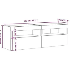 vidaXL Meubles TV Muraux Lumières LED 2 pcs, Armoires de Télévision Suspendues avec Rangement, Meubles Télé Flottants Salon, 83718