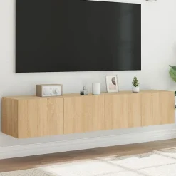 vidaXL Meubles TV Muraux Lumières LED 2 pcs, Armoires de Télévision Suspendues avec Rangement, Meubles Télé Flottants Salon, 83728