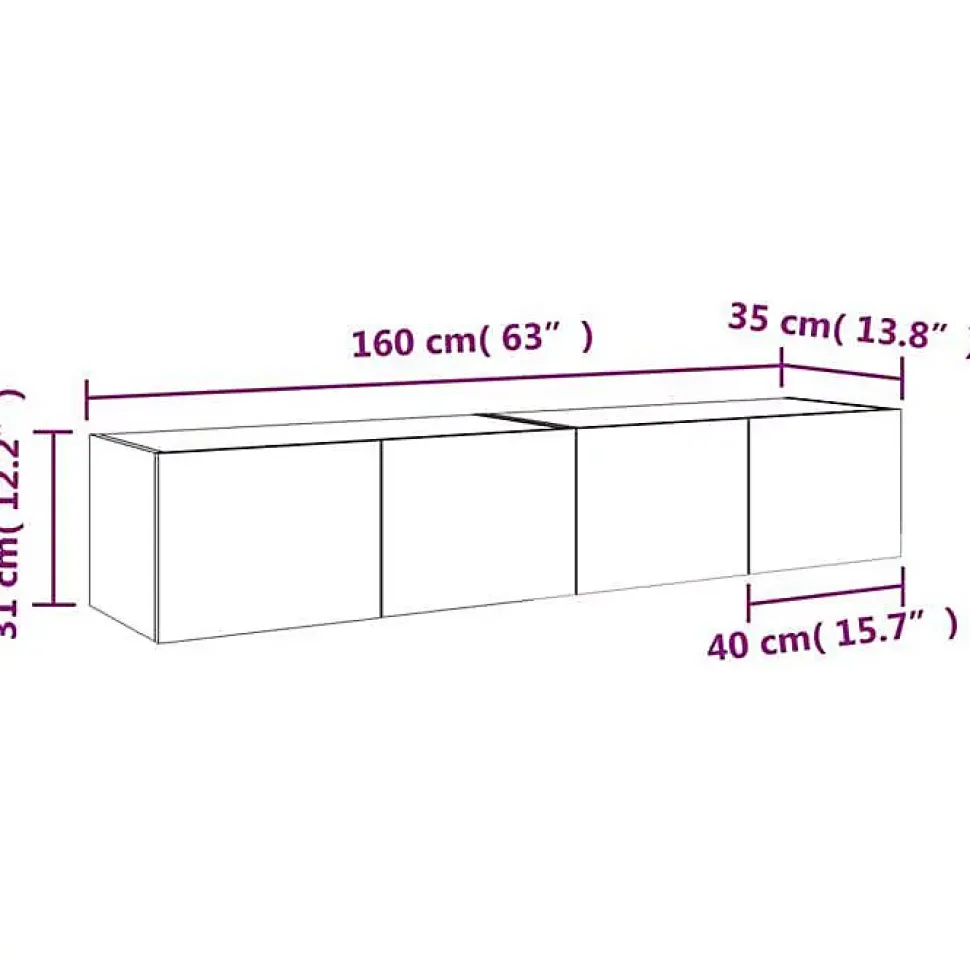 vidaXL Meubles TV Muraux avec Lumières LED 2 pcs, Armoires de Télévision Suspendues avec Rangement, Meubles Télé Flottants 837282