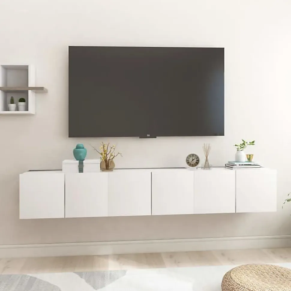 vidaXL Meubles TV suspendus 3 pcs Blanc 60x30x30 cm