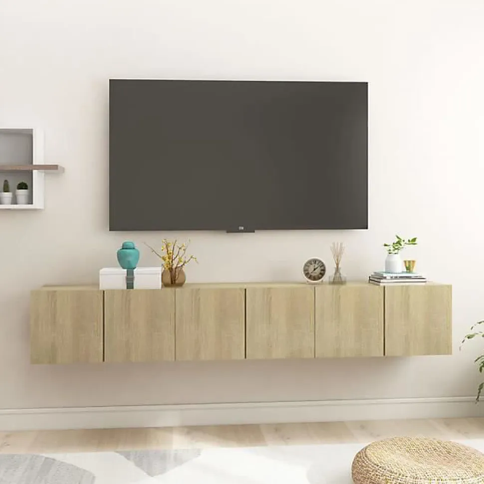 vidaXL Meubles TV suspendus 3 pcs Chêne sonoma 60x30x30 cm