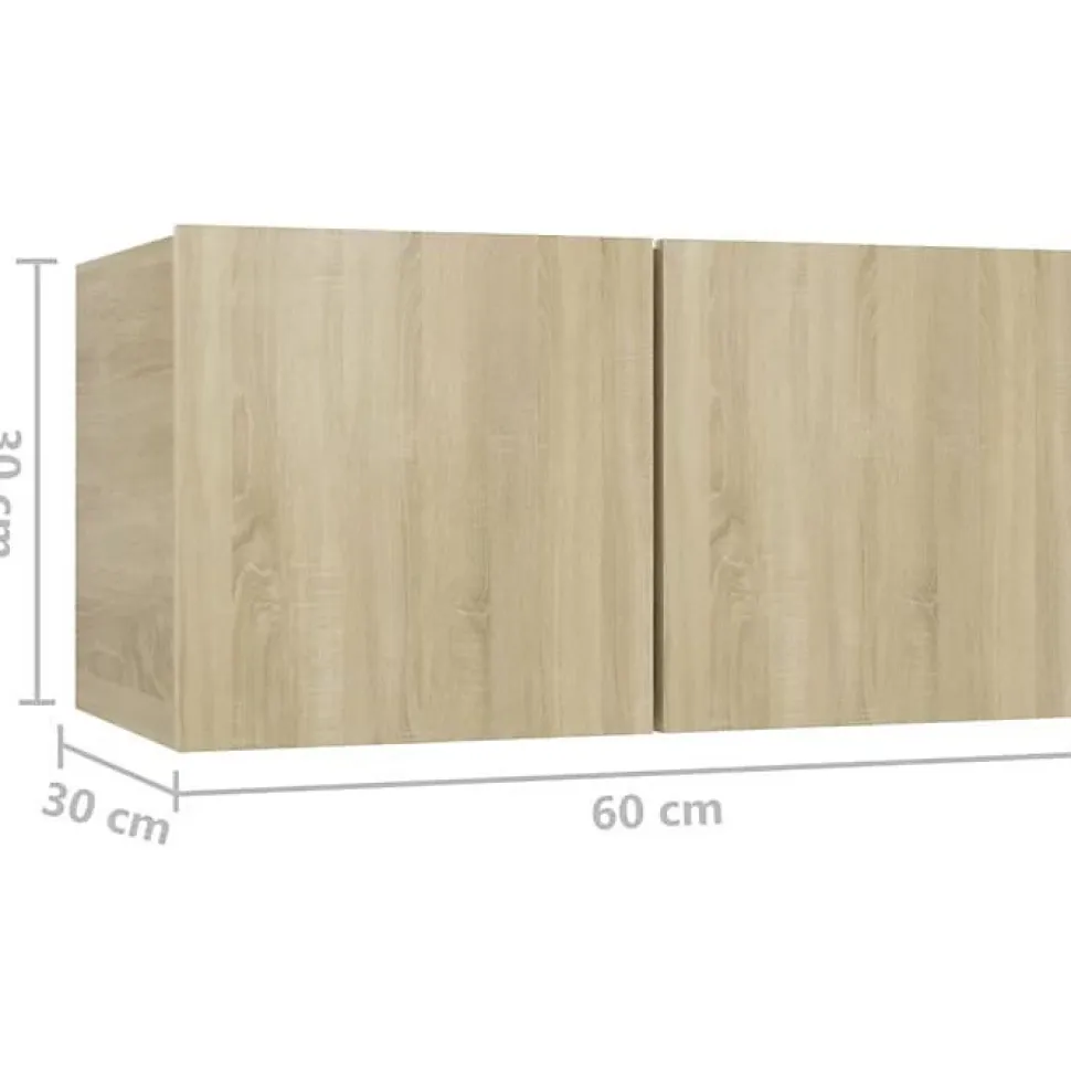 vidaXL Meubles TV suspendus 3 pcs Chêne sonoma 60x30x30 cm